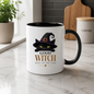 Halloween Mug "GOOD WITCH MOST OF THE TIME" Black Cat 325ml Ceramic Coffee Mug Peeking Black Cat Tea Cup with Purple Witch Hat & Heart Graphic Gift | Available in Multicolours | Fast Dispatch by UK Seller (M3079)