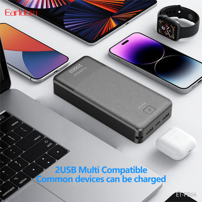 20000mAh Portable Power Bank Fast Charging Adapter | High-Capacity Lithium Polymer External Battery Pack with Multi-USB Ports