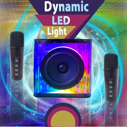 HAVIT Portable Dual Wireless Microphone Karaoke Speaker with RGB Multi-Color Gradient Lights | Cyberpunk Mecha Bluetooth PA Party Speaker with 2 Mics