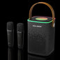 Mini Karaoke Wireless Speaker Set with Dual Wireless Microphones | Portable Bluetooth Party Speaker, Leather Handle & Ambient RGB Lights