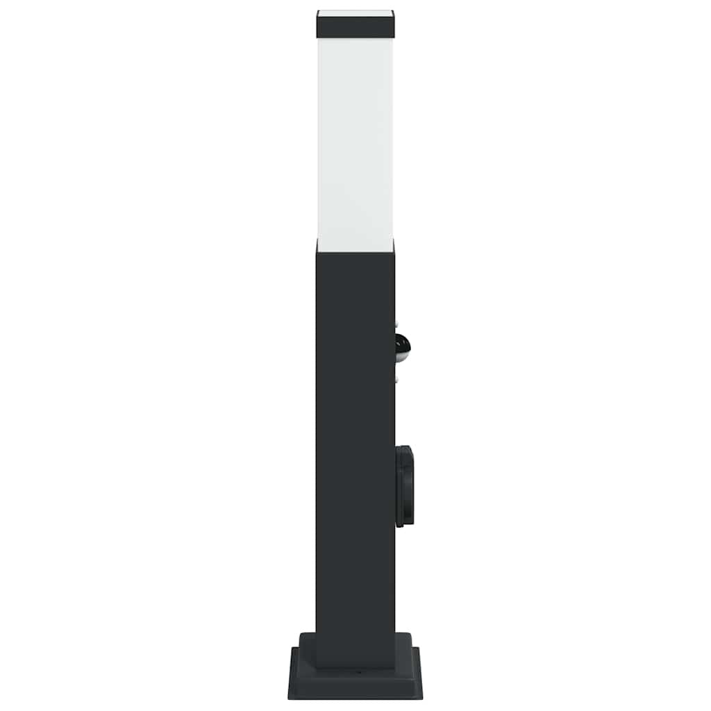 Bollard Light with Sensor&Outlet 50 cm Black IP44