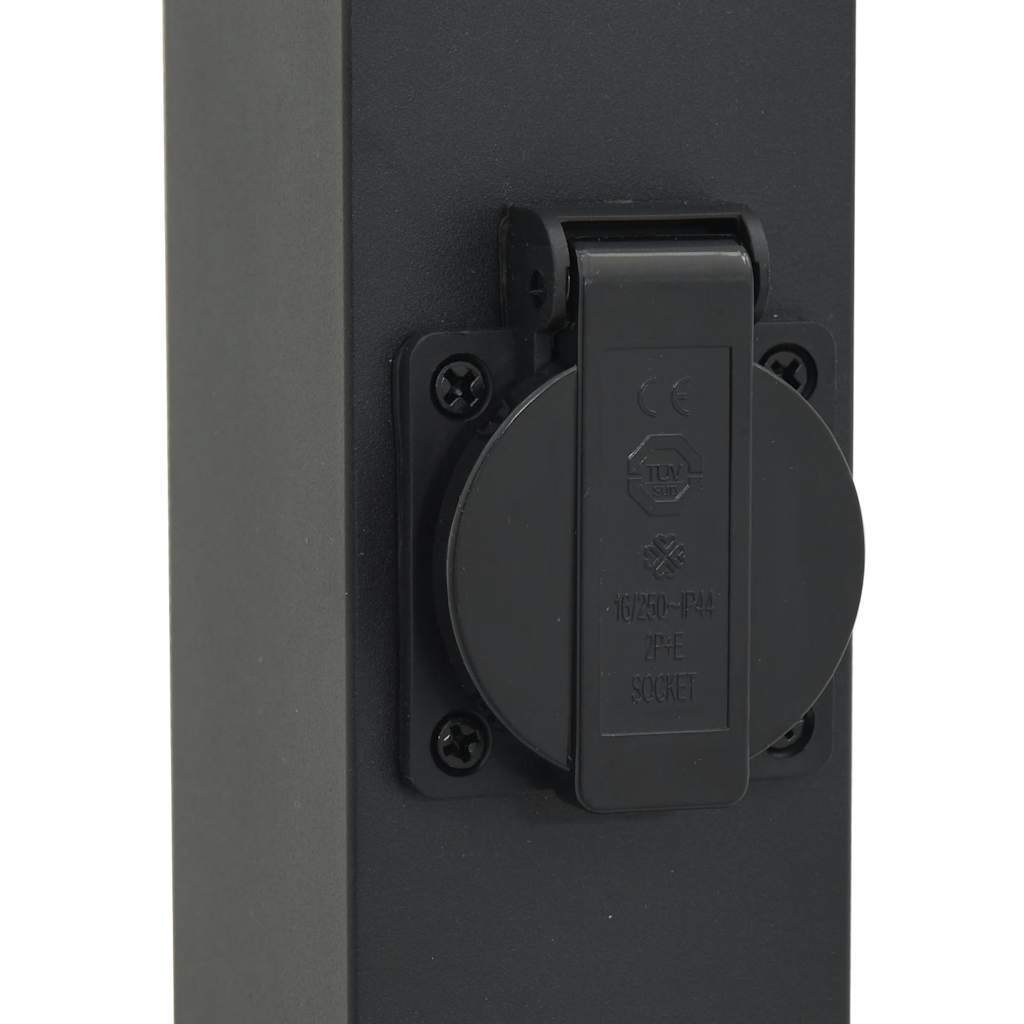 Bollard Light with Sensor&Outlet 50 cm Black IP44