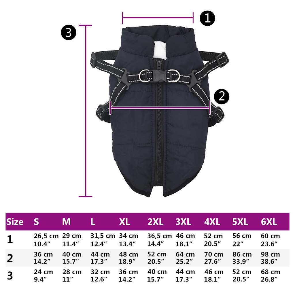 Dog Coat with Harness Waterproof Reflective Navy Blue 4XL
