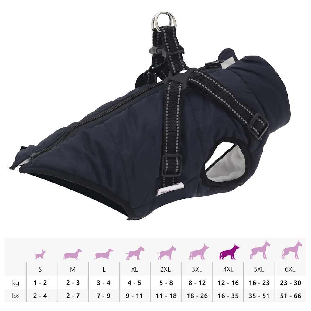 Dog Coat with Harness Waterproof Reflective Navy Blue 4XL