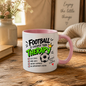 Football Mug "FOOTBALL IS CHEAPER THAN THERAPY" Crown Football 325ml Ceramic Coffee Mug Sporty Therapy Checklist Tea Cup with "#FootballFixesEverything" Graphic Gift | Available in Multicolours | Fast Dispatch by UK Seller (M3095)