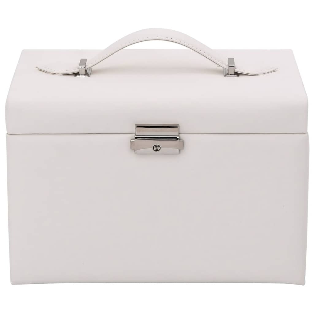 Jewellery Box 4-Layer with Mirror Lockable White 22.5x17.5x16.5 cm
