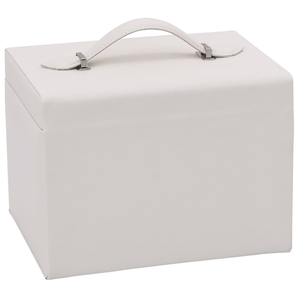 Jewellery Box 4-Layer with Mirror Lockable White 22.5x17.5x16.5 cm