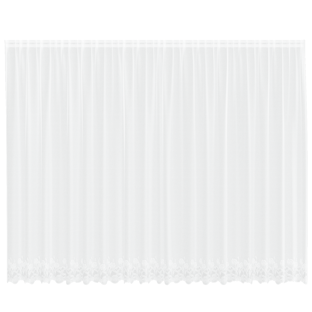 Lace Curtain with Curtains Floral White 220 x 500 cm Polyester