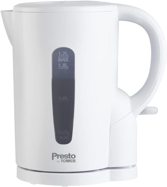 USED Tower Presto 1.7L Electric Kettle, Removable Limescale Filter, Boil Dry Protection, 2200W, White