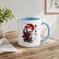 Inspirational Japanese Samurai Skull Mug "PAIN SHAPES A Stronger You" Katana & Red Sun 325ml Ceramic Coffee Mug – Aesthetic Resilience Tea Cup With Kanji Spider Lily Graphic Gift | Available in Multicolours | Fast Dispatch by UK Seller (M3047)