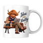 Academic Mug "Ideas Into Reality Scholarly Highland Cow" Ideas Into Reality 325ml Ceramic Coffee Mug – Scholarly Highland Cow on Bench with Laptop Strategy Books Coffee Entrepreneur Gift | Available in Multicolours | Fast Dispatch by UK Seller (M3287)