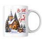 Religious Christmas Mug "Be Still And Know That I Am God" Church Be Still And Know That I Am God 325ml Ceramic Coffee Mug – Church Scripture Mug with Psalm 46:10, Decorated Trees & Lantern | Religious Holiday Gift | Fast Dispatch by UK Seller (M3355)