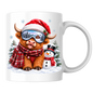 Christmas Mug "Winter Snowman Ski Goggles Highland Cow" Winter Snowman Highland Cow 325ml Ceramic Coffee Mug – Cute Christmas Ski Goggles Tea Cup With Santa Hat Snowman Graphic Gift | Available in Multicolours | Fast Dispatch by UK Seller (M3174)