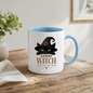 Halloween Mug "GOOD WITCH MOST OF THE TIME" Black Cat 325ml Ceramic Coffee Mug Peeking Black Cat Tea Cup with Purple Witch Hat & Heart Graphic Gift | Available in Multicolours | Fast Dispatch by UK Seller (M3079)