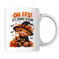 Spooky Season Mug "Oh FFS! It's Spooky Season" Highland Cow Oh Ffs! It's Spooky Season 325ml Ceramic Coffee Mug – Cute Highland Cow in Witch Hat with Pumpkin, Bats & Coffee | Halloween Gift | Fast Dispatch by UK Seller (M3363)