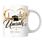 Personalised Umrah Mubarak Mug 325ml Ceramic Coffee Tea Cup – Custom Name, Holy Kaaba, Golden Heart Frame & Makkah Skyline Religious Pilgrimage Gift for Family, Friends, Hajj Celebration – Fast Dispatch by UK Seller (M3488)
