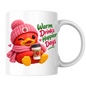 Cozy Mug "Warm Drinks Happier Days Strawberry Duck" 325ml Ceramic Coffee Mug – Cute Winter Strawberry Duck in Pink Beanie Scarf Holding Coffee Cup Cozy Gift For Friends Family | Available in Multicolours | Fast Dispatch by UK Seller (M3250)