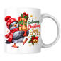Christmas Mug "Delivering Christmas Joy Cute Bird" 325ml Ceramic Coffee Mug – Adorable Christmas Bird in Red Snowflake Beanie Scarf Carrying Stack Of Festive Gift Boxes Holiday Gift | Available in Multicolours | Fast Dispatch by UK Seller (M3269)