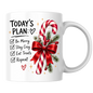 Christmas Candy Cane Checklist Mug "Today's Plan Be Merry Stay Cosy" Today's Plan Be Merry Stay Cosy 325ml Ceramic Coffee Mug – Festive Candy Cane with Red Ribbon & Check-list Artwork | Holiday Gift | Fast Dispatch by UK Seller (M3399)