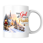 Religious Christmas Mug "With God All Things Are Possible" With God All Things Are Possible 325ml Ceramic Coffee Mug – Christian Winter Church Scripture Mug with Matthew 19:26 | Religious Holiday Gift | Fast Dispatch by UK Seller (M3341)