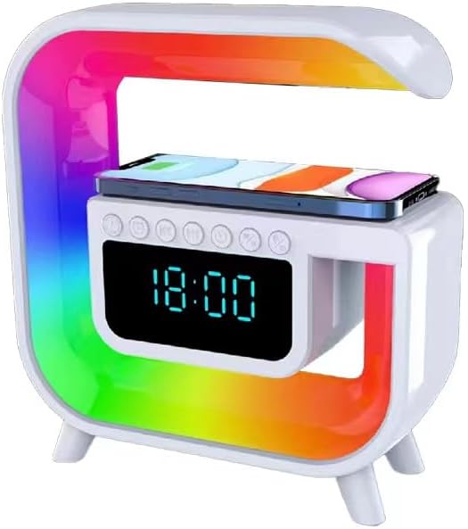 A3 Multifunctional G-Shape LED Wireless Charging Speaker & Smart Alarm Clock (15W Max)