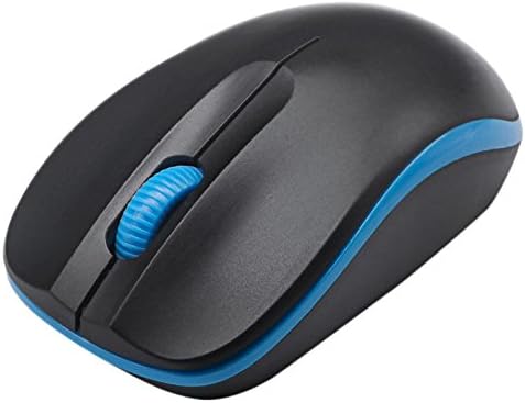 Wireless Mouse with Mini USB Receiver - Optical Cordless Mouse for Laptop, Computer, Macbook, Gaming, Working - 2.4Ghz Small Silent Black/Blue Portable Mouse Up To 10m with USB Adaptor