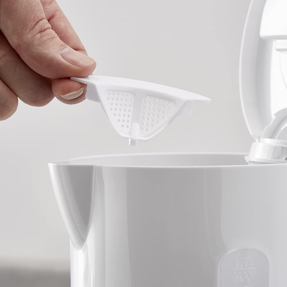 Tested Tower Presto 1.7L Electric Kettle, Removable Limescale Filter, Boil Dry Protection, 2200W, White