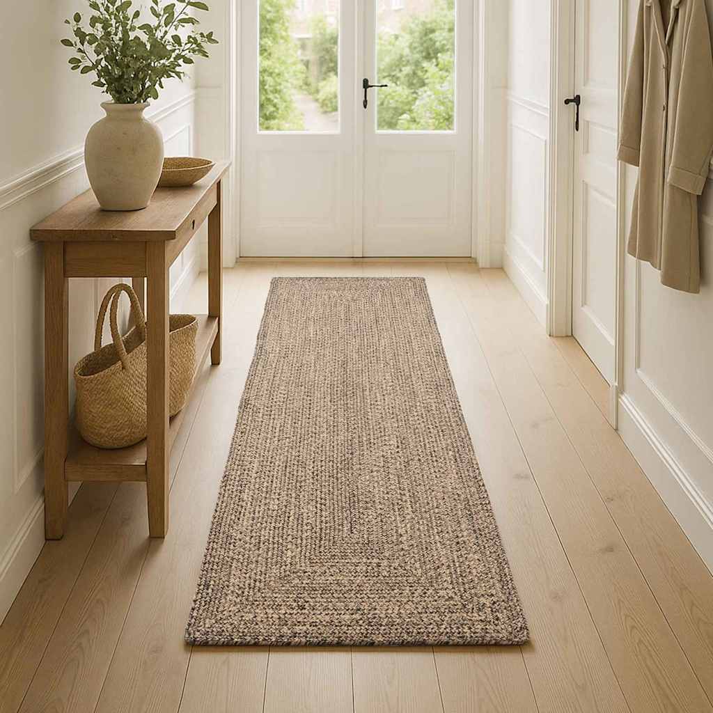 Area Rugs Rectangular Natural and Black 80 x 250 cm Jute