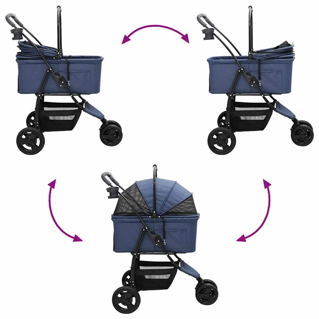 Folding Pet Stroller Adjustable Blue 78 x 54 x 101 cm Polyester