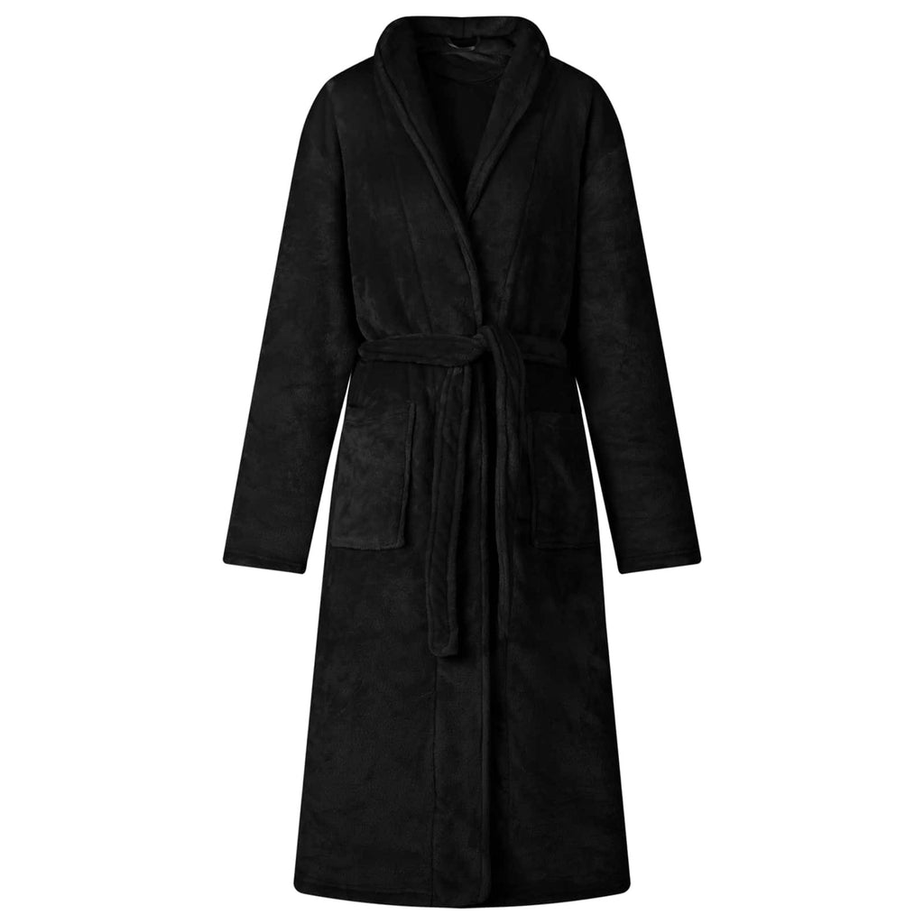 Bathrobe without Hood Black XL Flannel