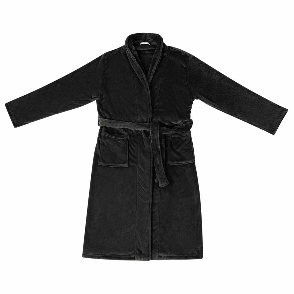 Bathrobe without Hood Black XL Flannel