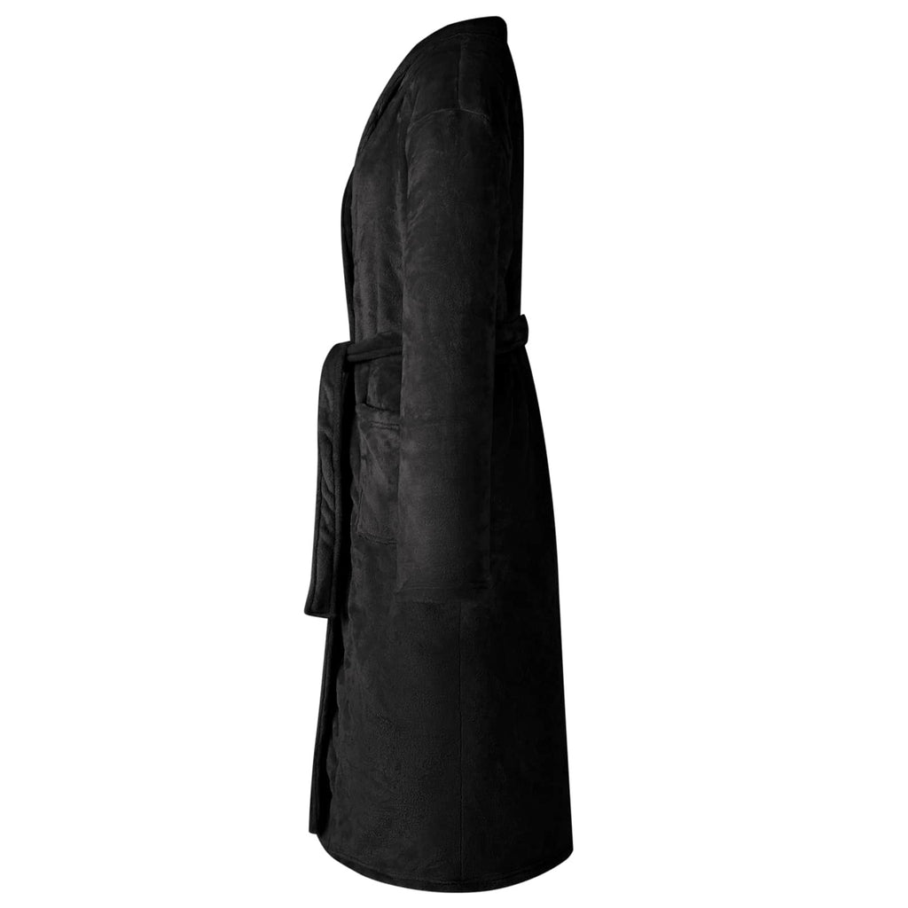 Bathrobe without Hood Black XL Flannel