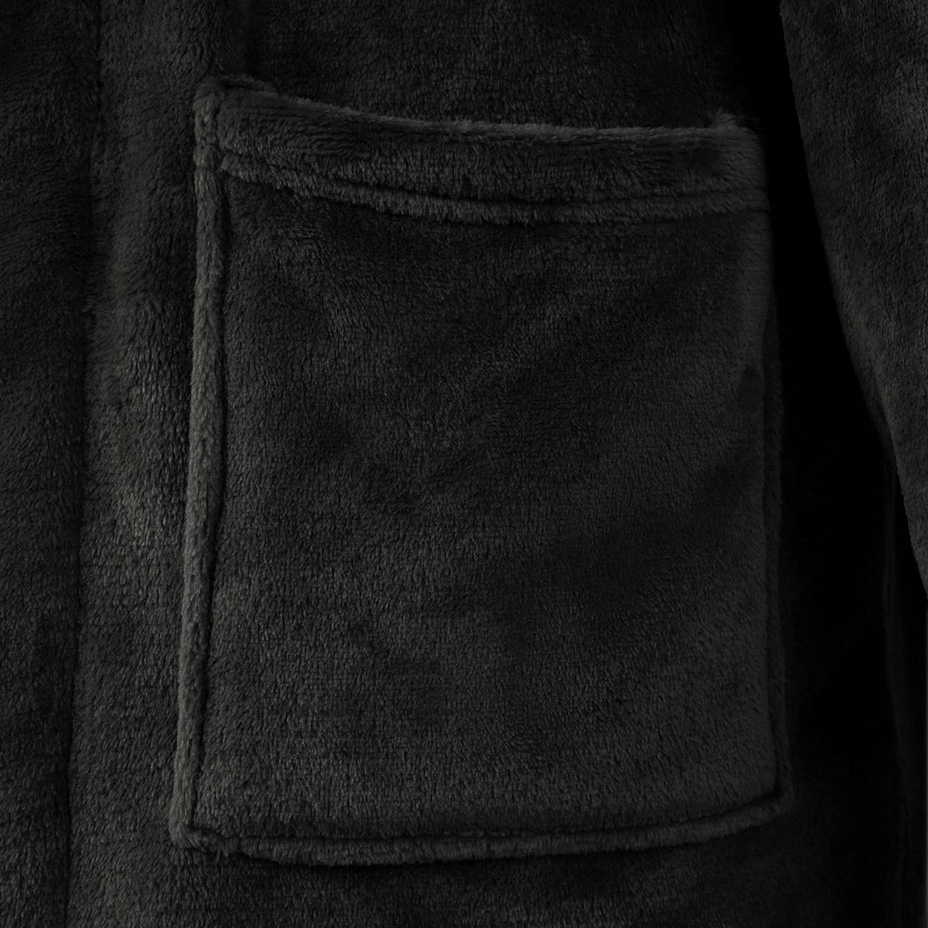 Bathrobe without Hood Black XL Flannel