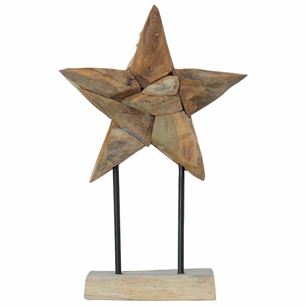 Christmas Star Brown 31 x 15 x 46 cm Solid Teak Wood