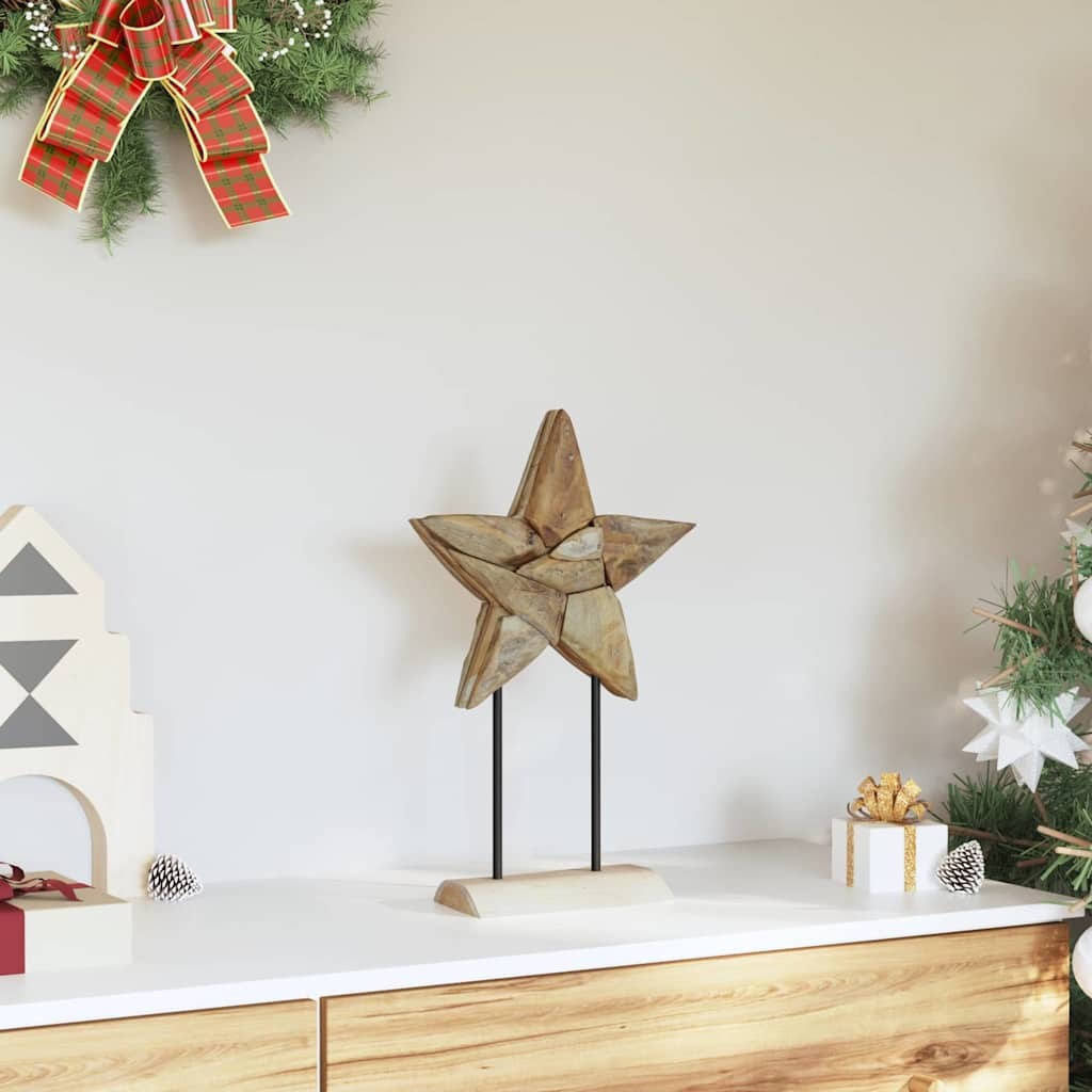 Christmas Star Brown 31 x 15 x 46 cm Solid Teak Wood