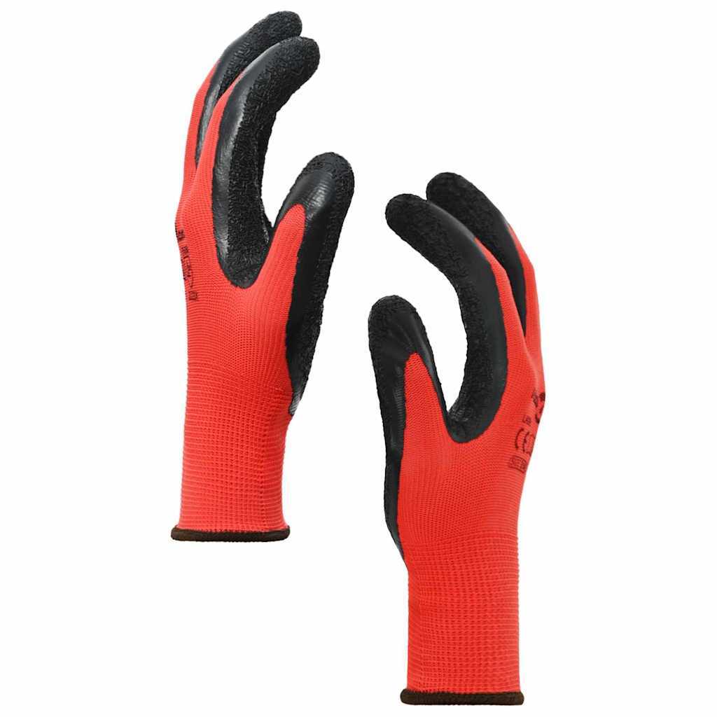 Work Gloves 24 pcs Red and Black 8 / M Latex Coating