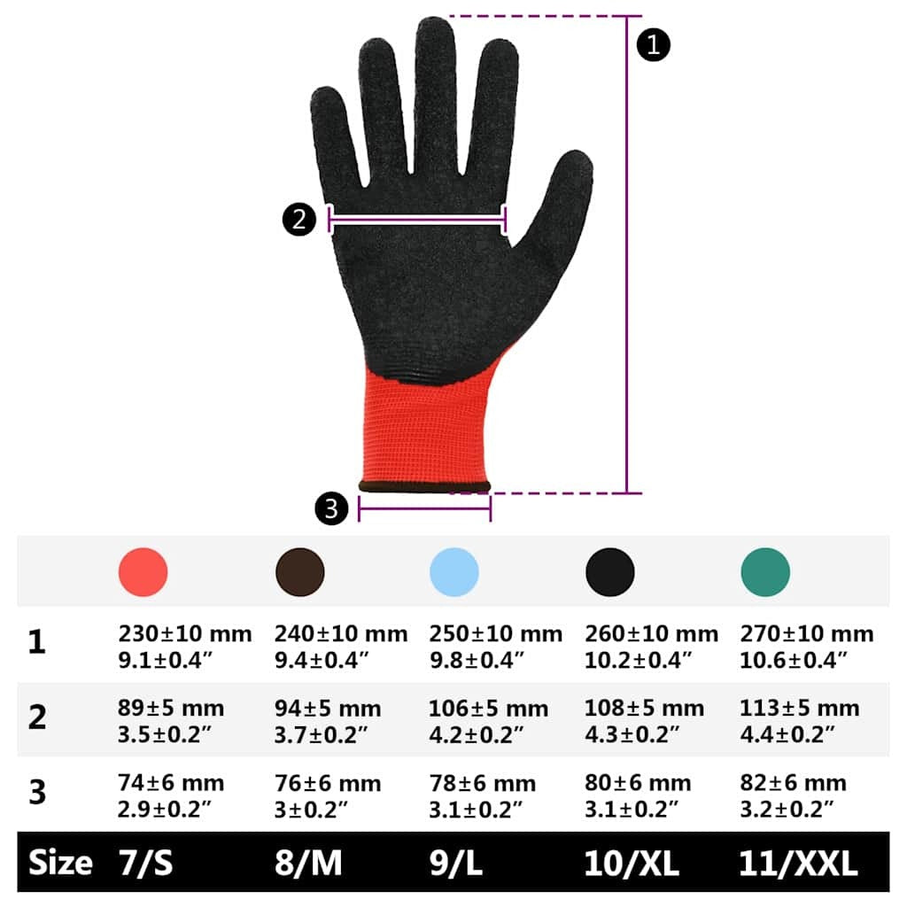 Work Gloves 24 pcs Red and Black 8 / M Latex Coating
