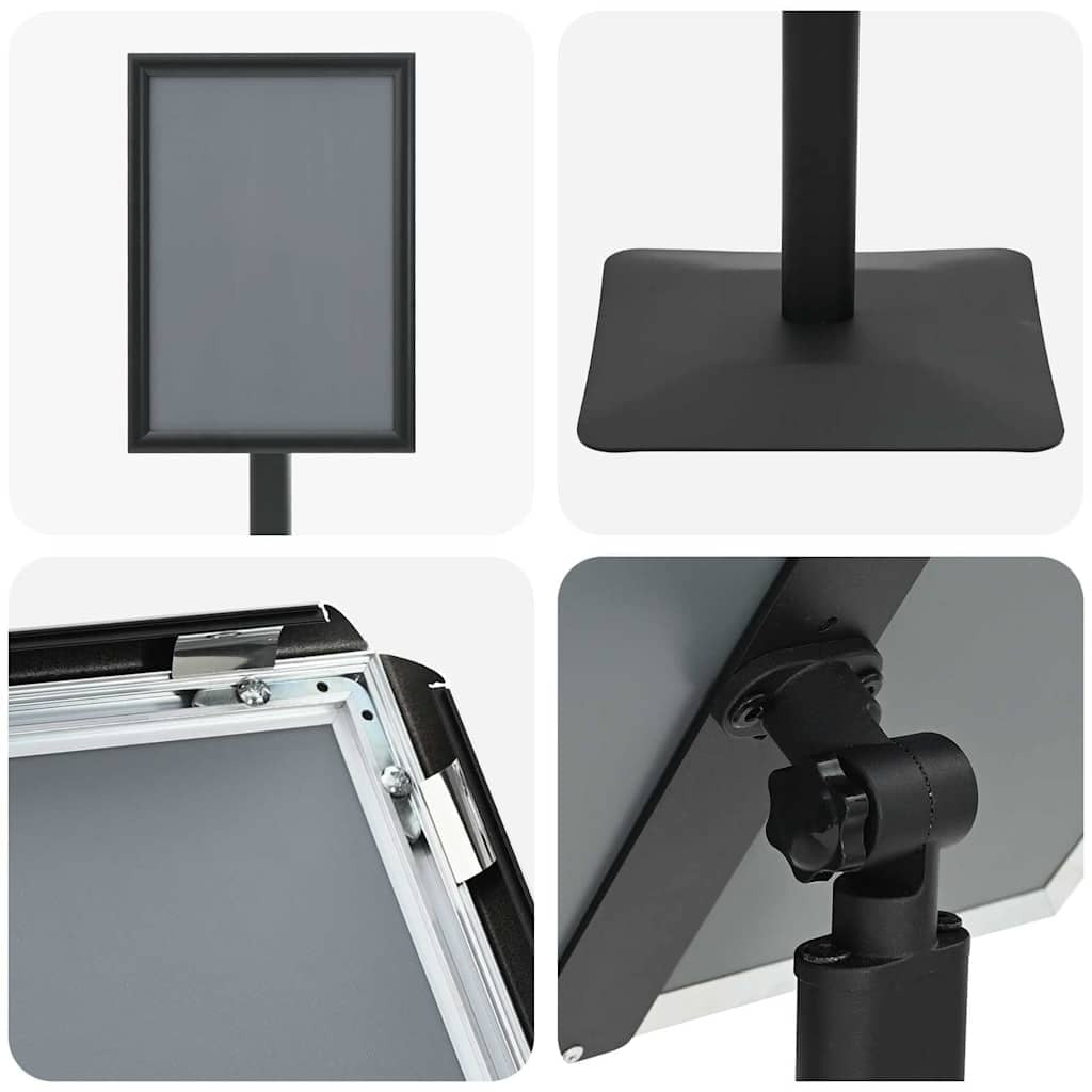 Pedestal Poster Stand Silver A3 PVC and Cast Iron