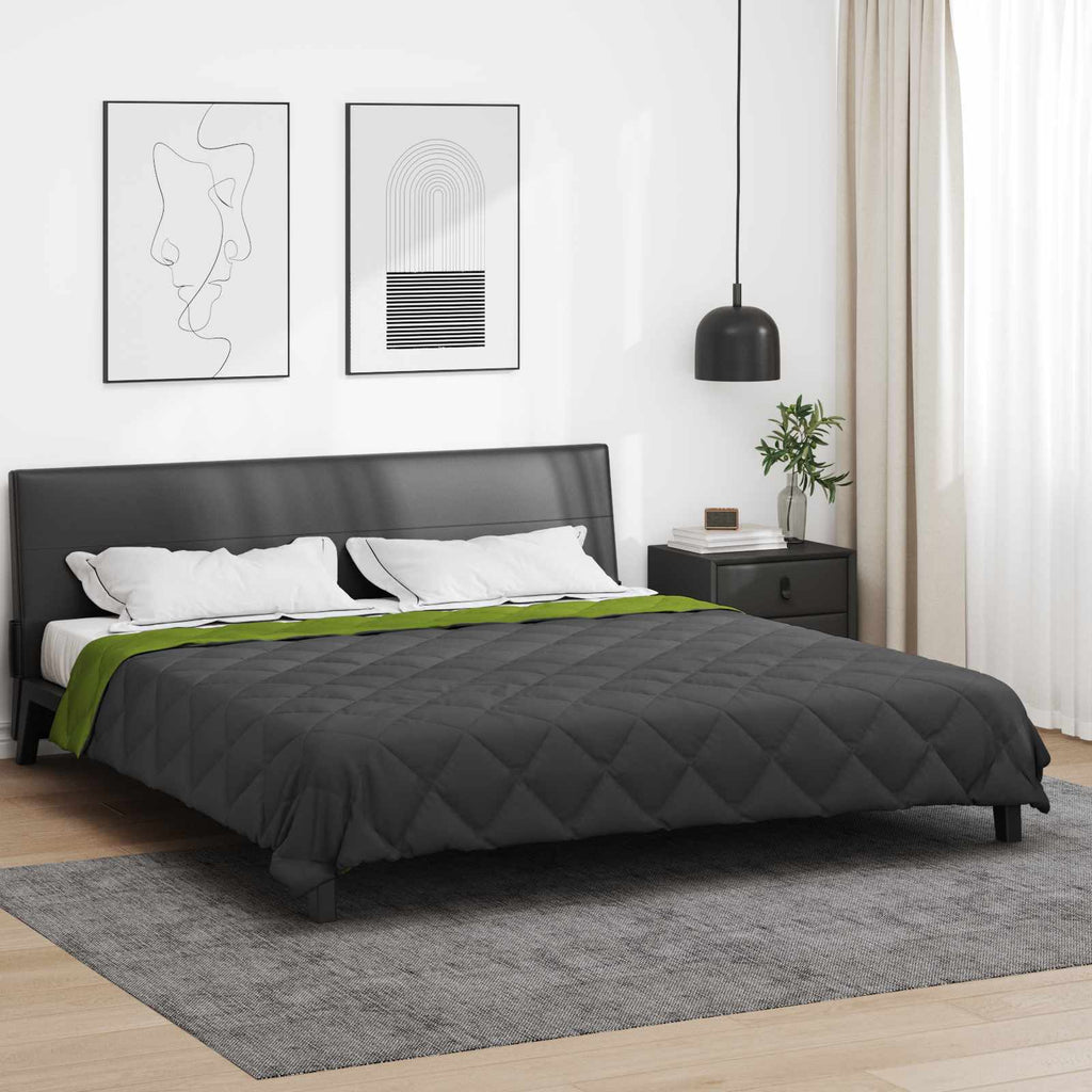 Full Year Duvet Green and Anthracite 220 x 200 cm Microfiber