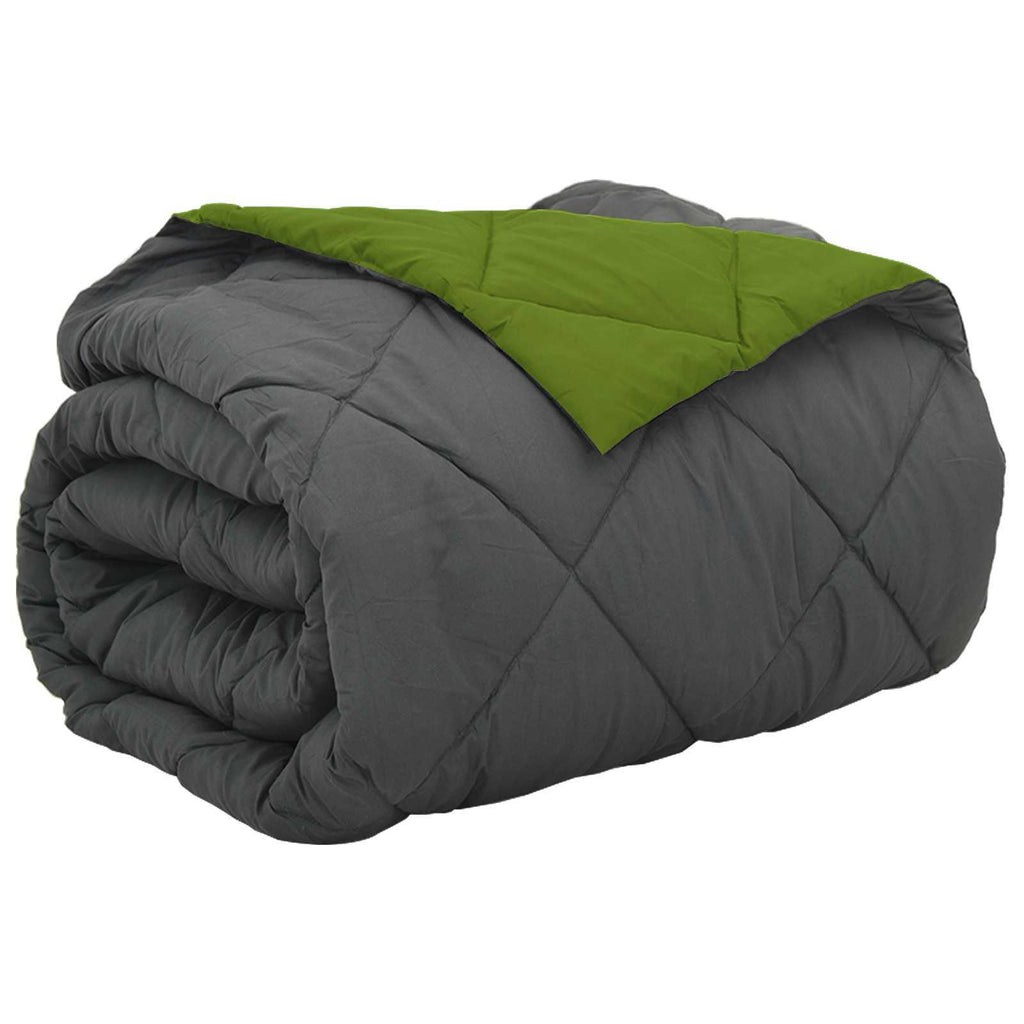 Full Year Duvet Green and Anthracite 220 x 200 cm Microfiber