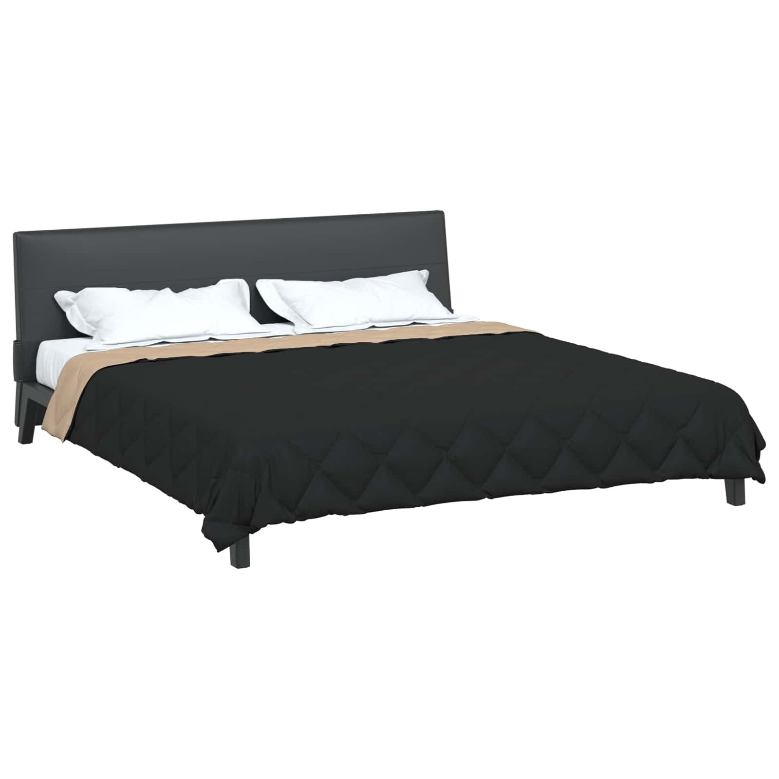 Full Year Duvet Black and Taupe 240 x 200 cm Microfiber