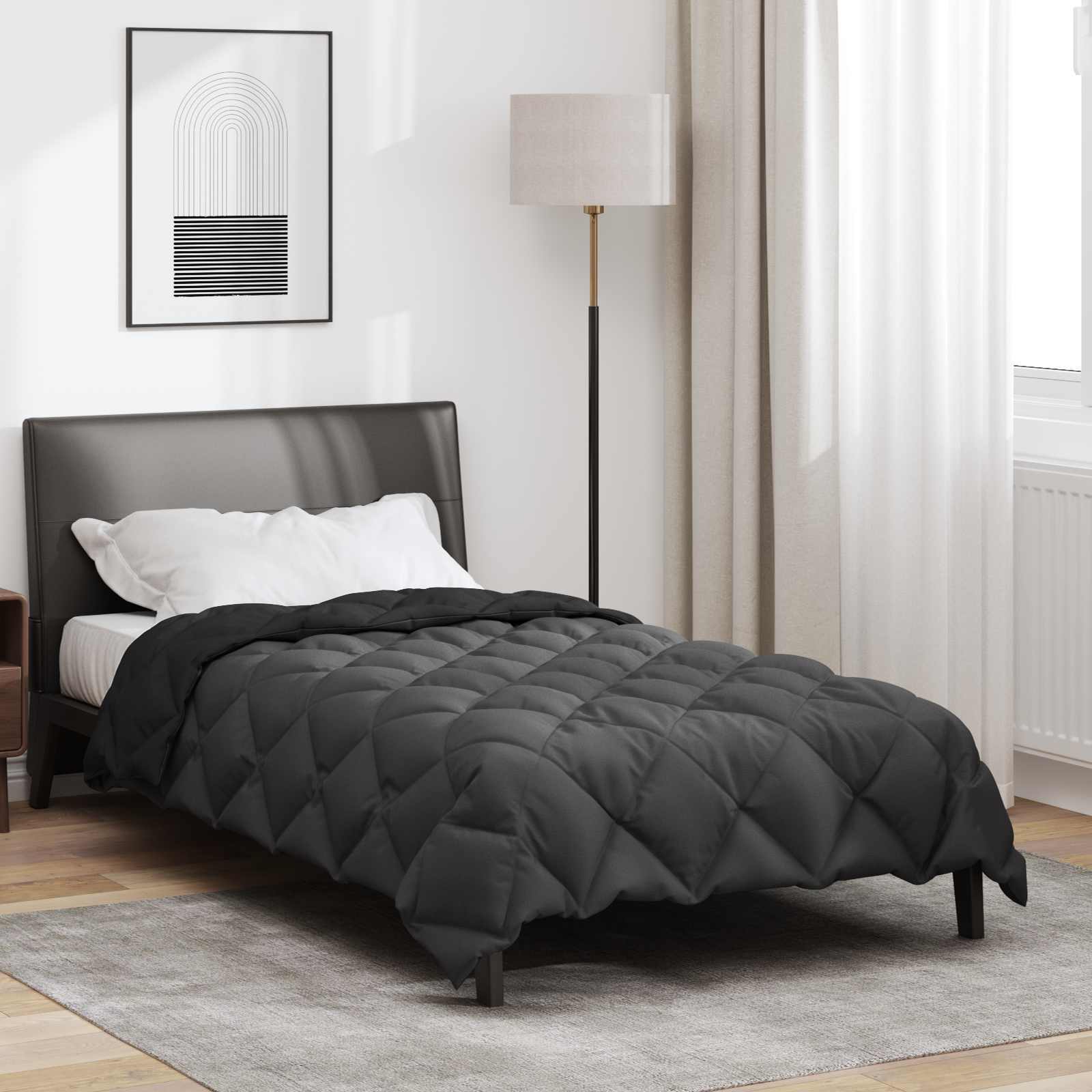 Winter Duvet Black and Anthracite 220 x 155 cm Microfiber