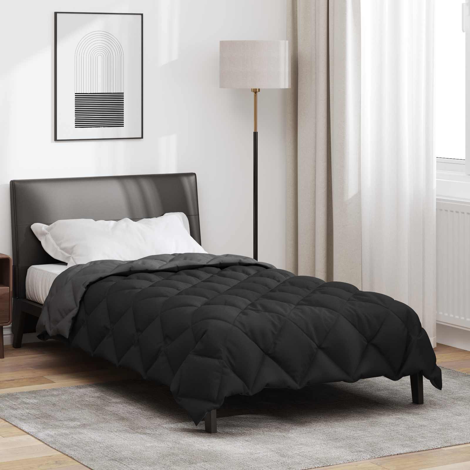 Winter Duvet Black and Anthracite 220 x 155 cm Microfiber