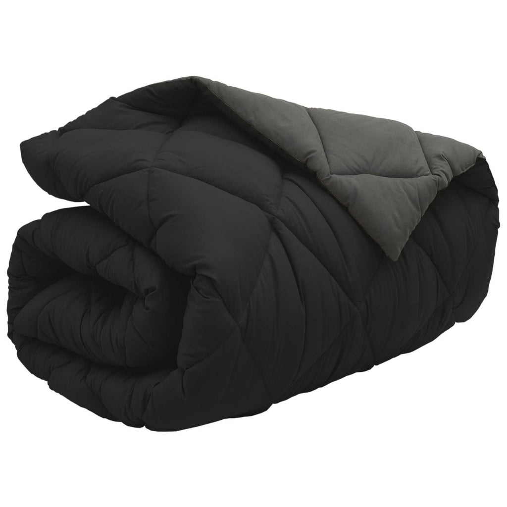 Winter Duvet Black and Anthracite 220 x 155 cm Microfiber