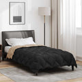 Winter Duvet Black and Taupe 220 x 135 cm Microfiber