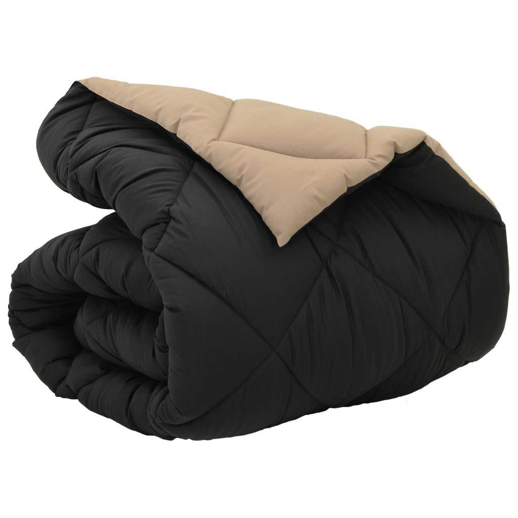 Winter Duvet Black and Taupe 220 x 135 cm Microfiber