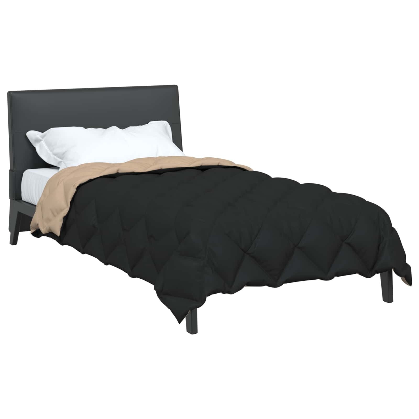 Winter Duvet Black and Taupe 220 x 135 cm Microfiber