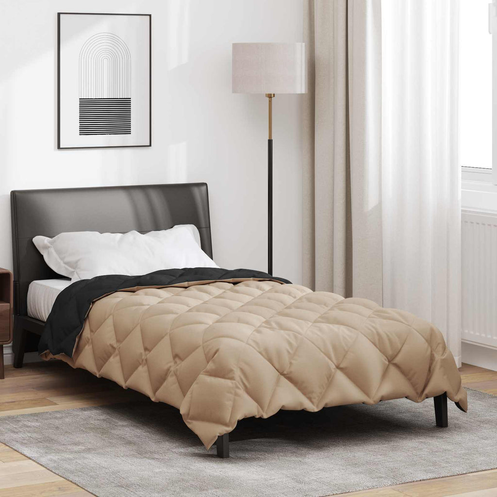 Winter Duvet Black and Taupe 220 x 135 cm Microfiber