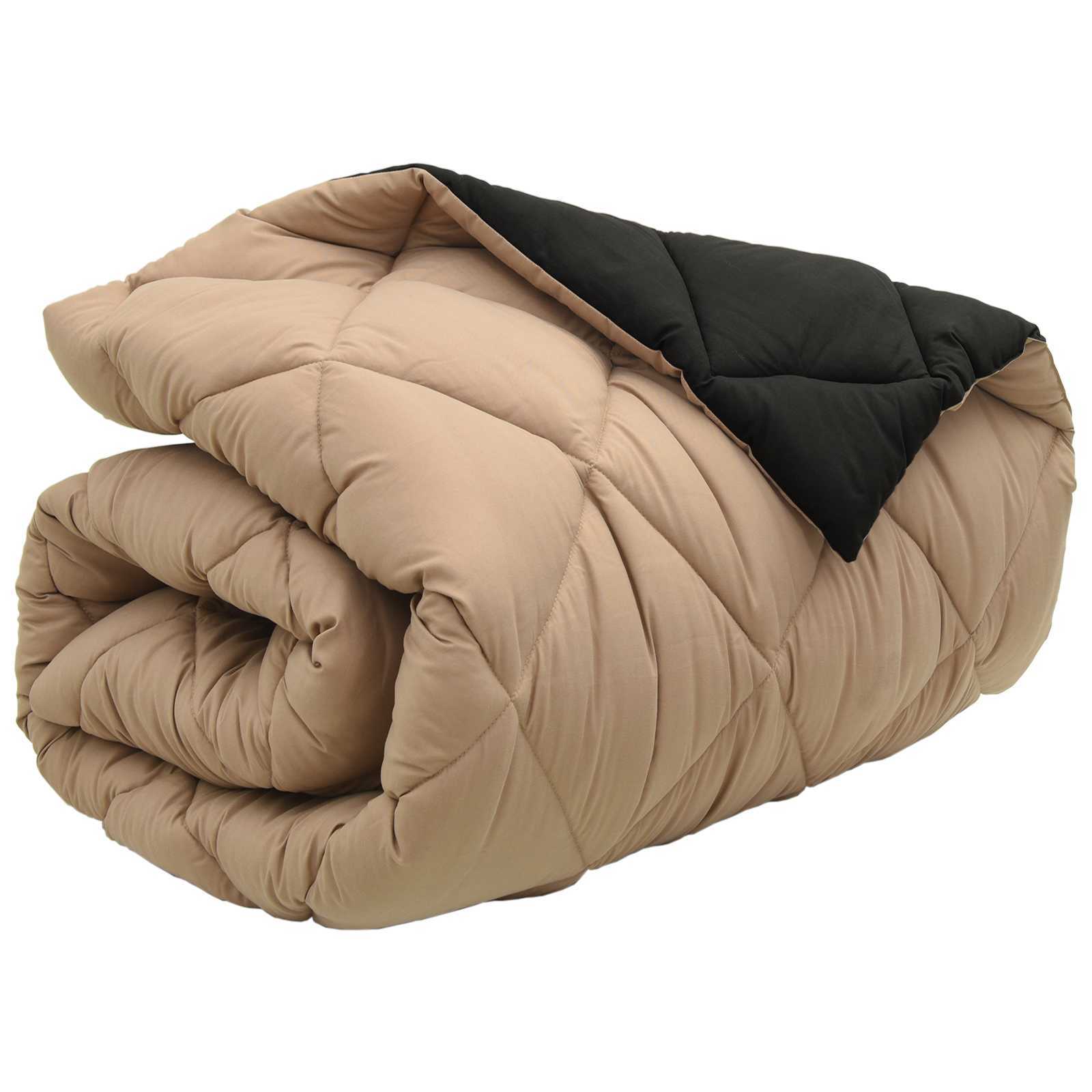Winter Duvet Black and Taupe 220 x 135 cm Microfiber