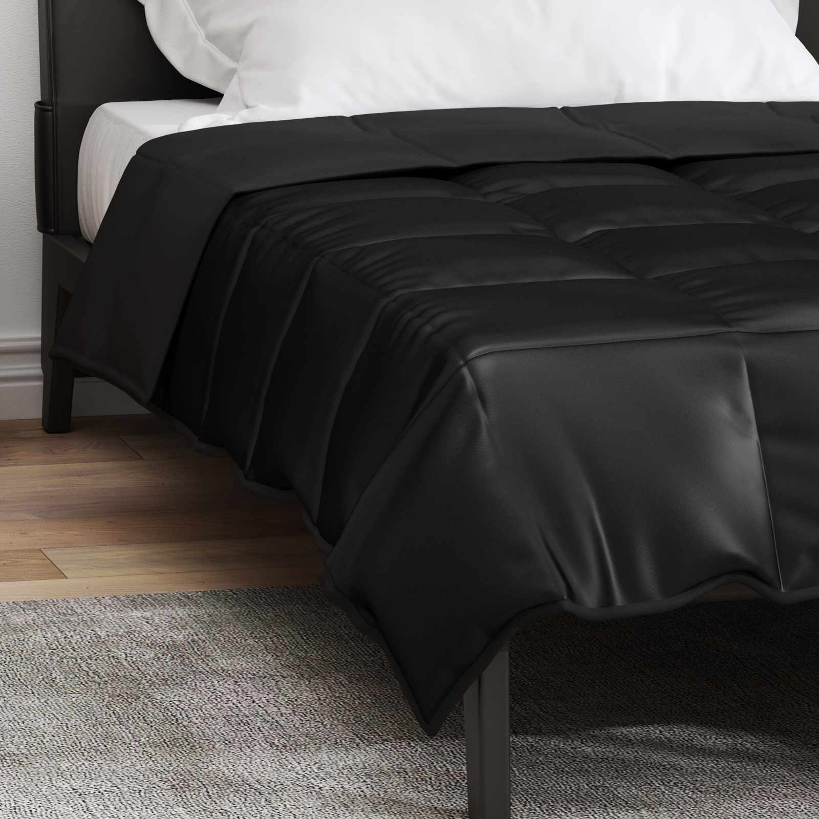 Summer Duvet Black 220 x 135 cm Satin and Microfiber